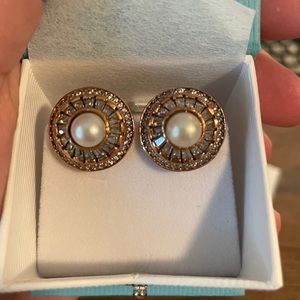 Pearl & White Topaz Baguette Earrings
